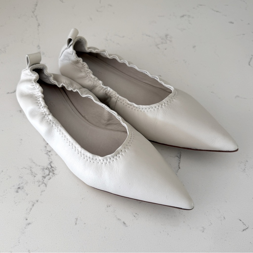 Tony Bianco White Pointed Ballet Flats